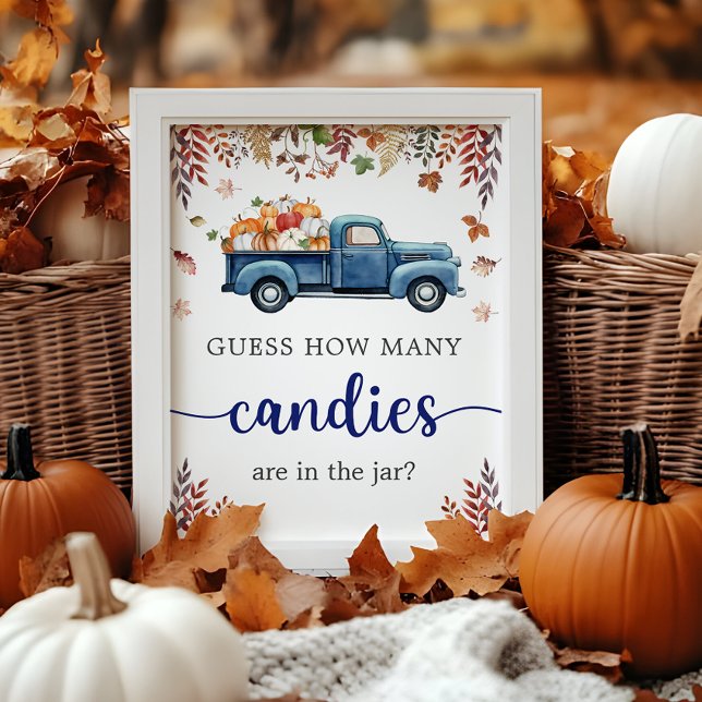 Poster Placa de Jogo de Adivinhação para Chá de Bebê Litt (Little Pumpkin Baby Shower Guess Game Sign)