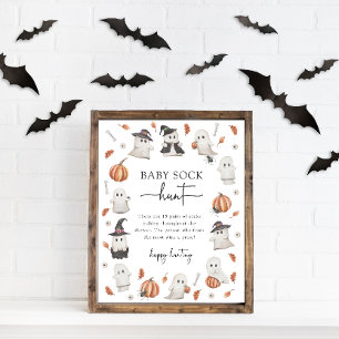 Poster Placa de Jogo de Caça a Meias de Bebê no Halloween