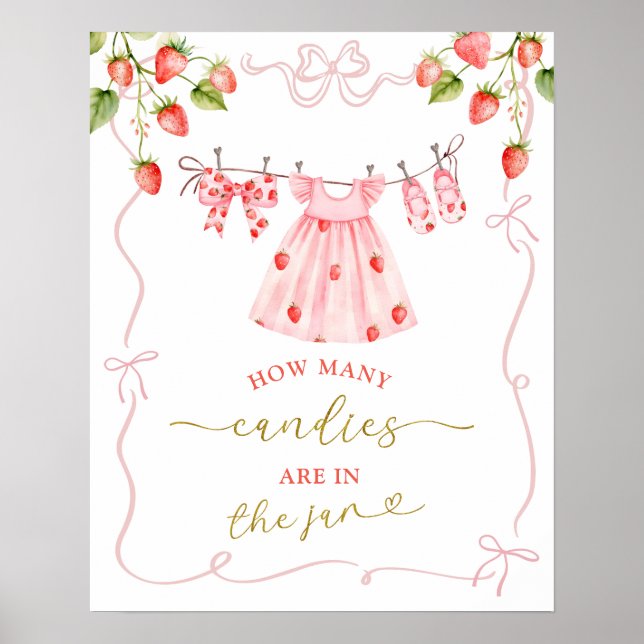 Poster Placa de Jogo de Roupas de Bebê Pink Coquette Berr (Frente)