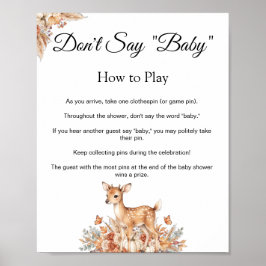 Poster Placa de Jogo de Veado do Bosque de Outono Não Dig