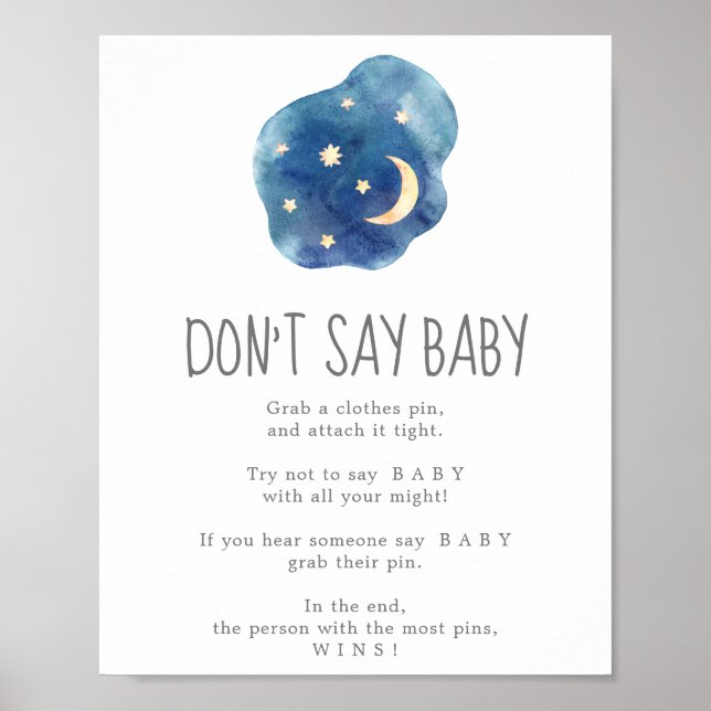 Poster Placa de Jogo Moon and Stars Don't Say Baby (Frente)