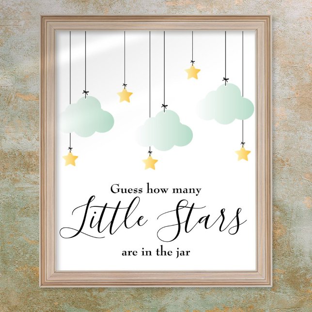Poster Placa de Jogo para Chá de Bebê das Estrelinhas (Little Stars Baby Shower Game Sign)