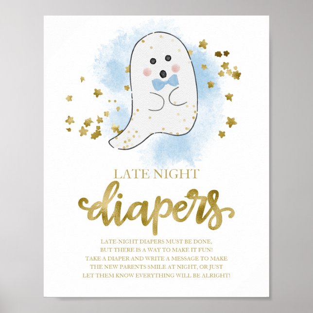 Poster Placa de Jogo para Chá de Bebê: Fraldas Tarde da N (Frente)