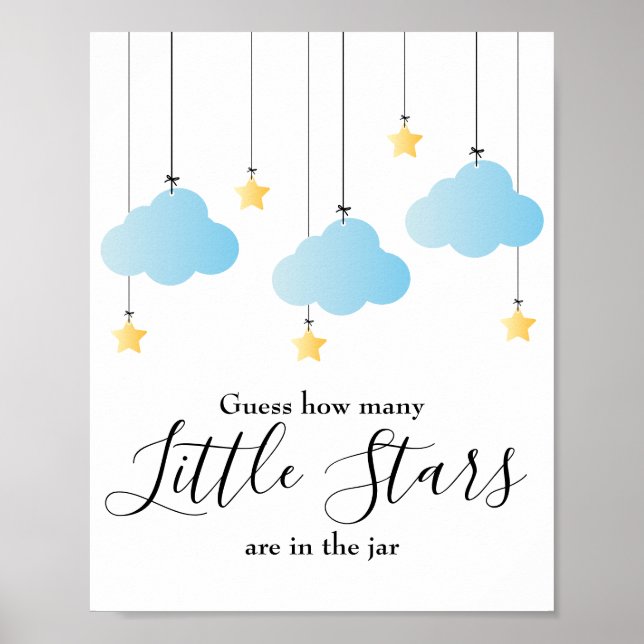 Poster Placa de Jogo para Chá de Bebê Little Stars Azul (Frente)
