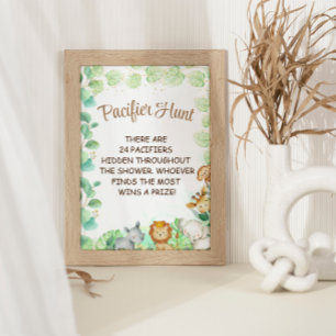 Poster Placa de Jogo Tema Safari de Caça ao Chupeta