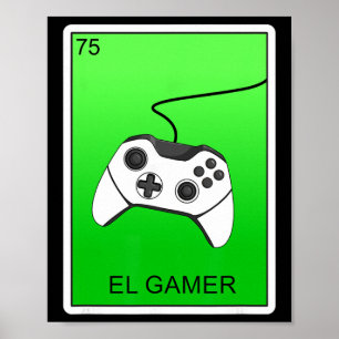 Poster Placa de Jogos El Gamer Placa de Loteria Mexicana 