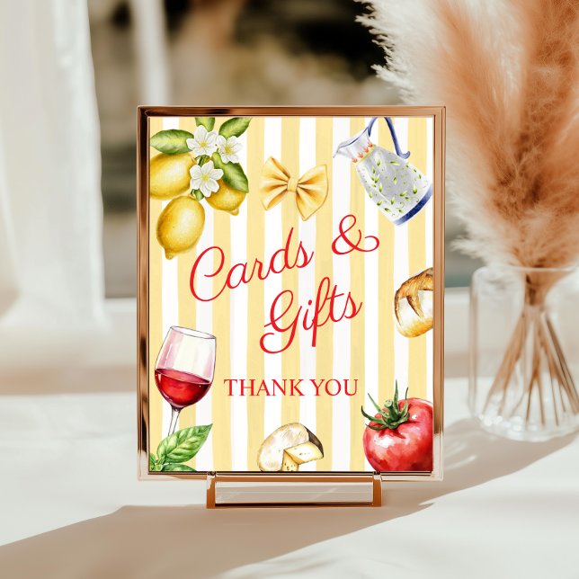 Poster Placa de La Dolce Vita Cartões e Presentes Moderna (Elegant Cards & Gifts bridal shower Sign, decoration table)