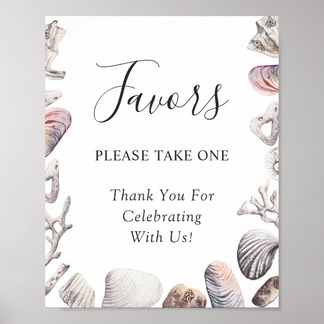 Poster Placa de Lembranças de Casamento de Coral de Conch (Frente)