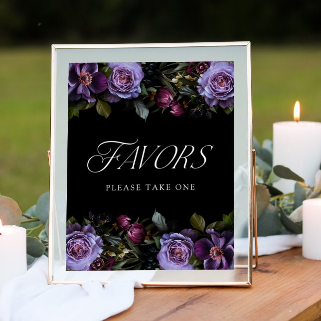 Poster Placa de Lembrancinhas de Casamento Roxo Floral Gó (Criador carregado)