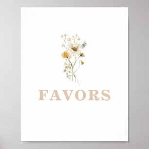 Poster Placa de Lembrancinhas para Chá de Bebê Flor Silve