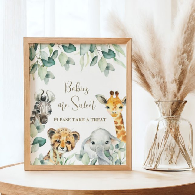 Poster Placa de Lembrancinhas para Chá de Bebê Little Wil (Babies are Sweet, Please Take A Treat Favors Sign)