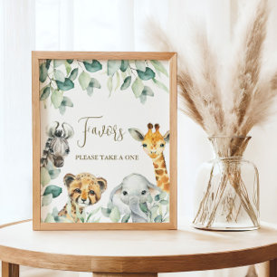 Poster Placa de Lembrancinhas para Chá de Bebê Safari Peq