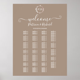 Poster Placa de Letreiro de Assentos Alfabetizados com Mo