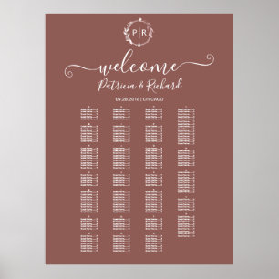 Poster Placa de Letreiro de Assentos Alfabetizados com Mo