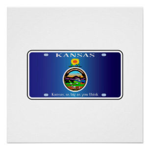 Póster Placa de Licença de Bandeira do Kansas