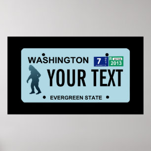Póster Placa de Licença de Washington Sasquatch
