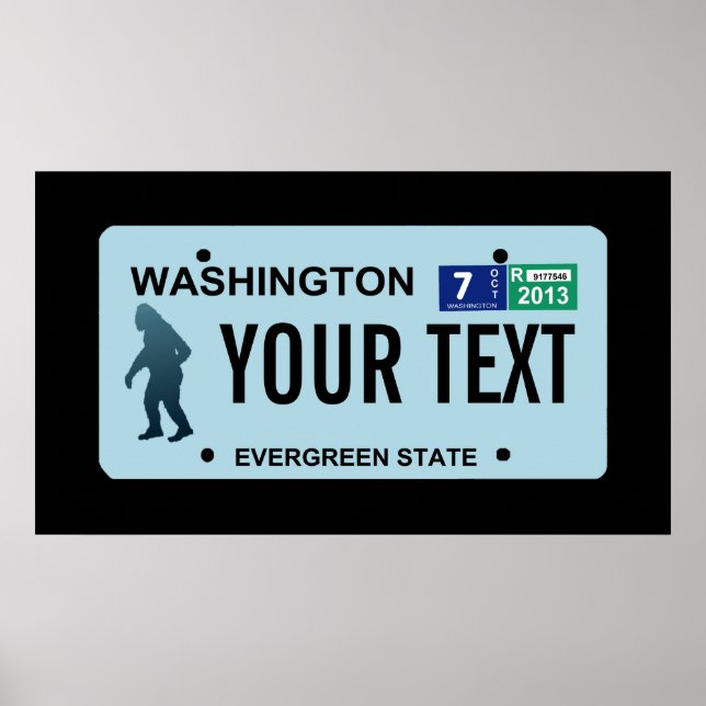 Póster Placa de Licença de Washington Sasquatch (Frente)