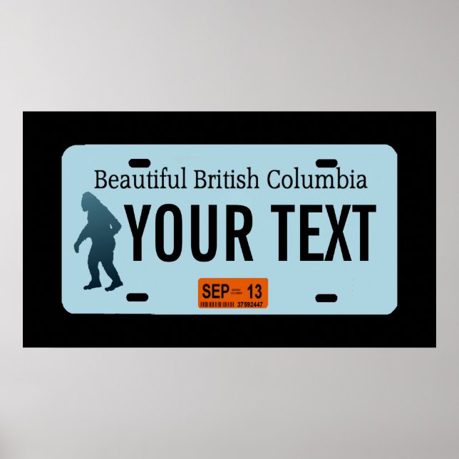 Póster Placa de Licença Sasquatch da Colúmbia Britânica (Frente)