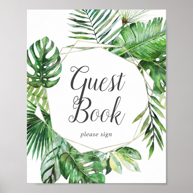Poster Placa de Livro de Hóspedes de Palmeira Tropical Se (Frente)
