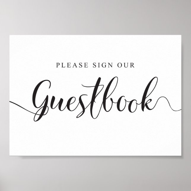 Poster Placa de Livro de Visitas de Casamento. Por favor, (Frente)
