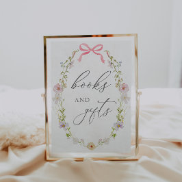 Poster Placa de Livros e Presentes Flor Selvagem e Laço R