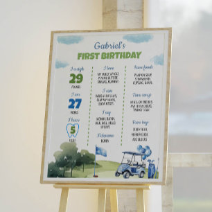 Poster Placa de marco de 1º aniversário do menino com tem