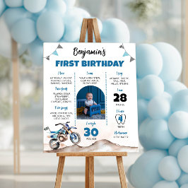 Poster Placa de Marco de Aniversário de Moto de Terra Azu