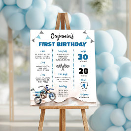 Poster Placa de Marco de Aniversário do Menino da Moto de