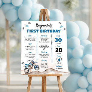 Poster Placa de Marco de Aniversário do Menino da Moto de