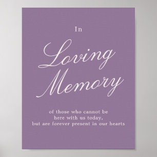 Poster Placa de Memória de Casamento em Caligrafia Malva