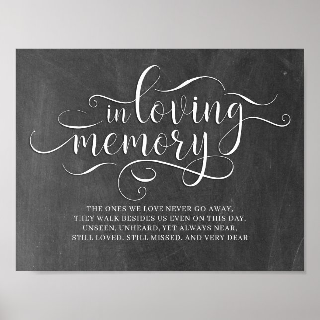 Poster Placa de Memória de Casamento 'Em Memória Amorosa' (Frente)