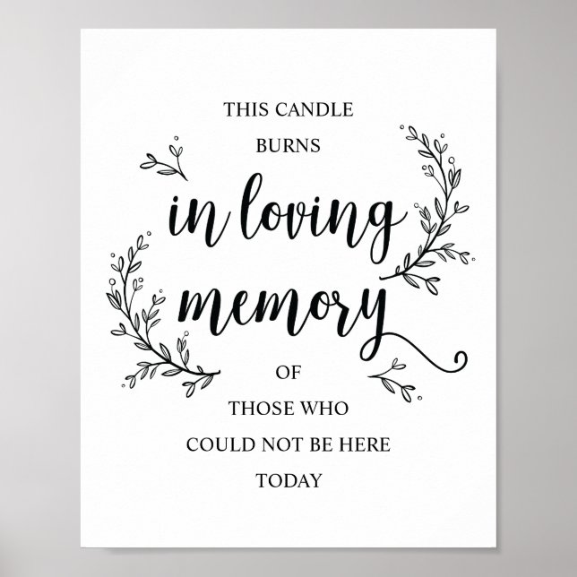 Poster placa de memorial de casamento Rustic Vines (VELA) (Frente)