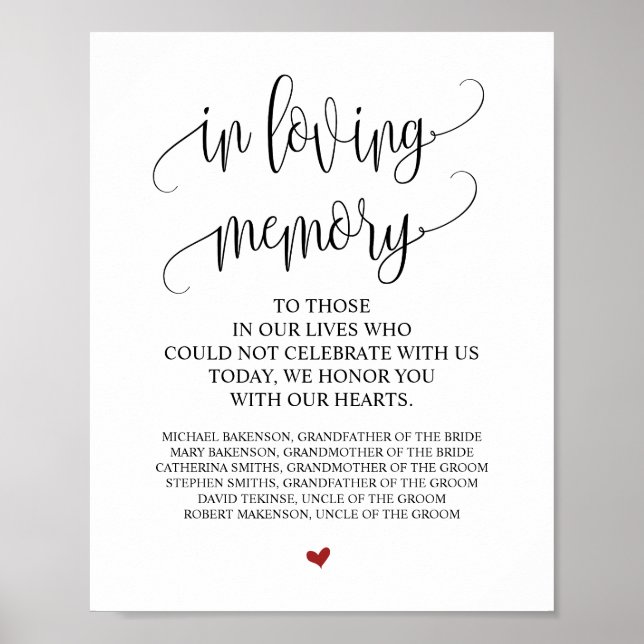 Poster Placa de Memorial em Nossa Memória de Amor (Frente)
