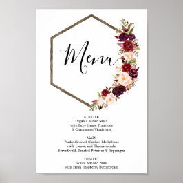 Poster Placa de Menu Boho Burgundy ou Menu de Bar