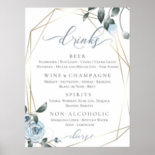 Poster Placa de Menu de Bar Completo de Casamento