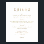 Poster Placa de Menu de Bebidas de Casamento com Tipograf<br><div class="desc">Esta placa de menu de bebidas de casamento com tipografia dourada é perfeita para um casamento moderno. O design simples apresenta tipografia clássica minimalista dourada e branca com um toque rústico boho. Personalizável em qualquer cor. Mantenha o design minimalista e elegante, como está, ou personalize-o adicionando seus próprios gráficos e...</div>