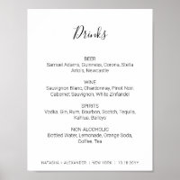 Placa de Menu de Bebidas de Natasha Black para Cas