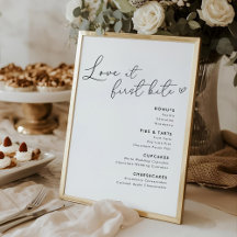 Placa de Menu de Sobremesas de Casamento Love at F