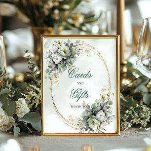 Poster Placa de Mesa Cartões e Presentes com Vegetação em