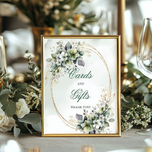 Poster Placa de Mesa Cartões e Presentes Folhagem Dourada