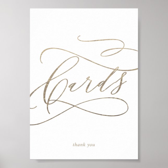 Poster Placa de Mesa de Cartões de Caligrafia em Ouro Rom (Frente)