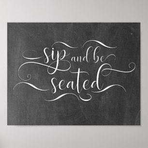 Poster Placa de mesa de casamento 'Beba e seja sentado'