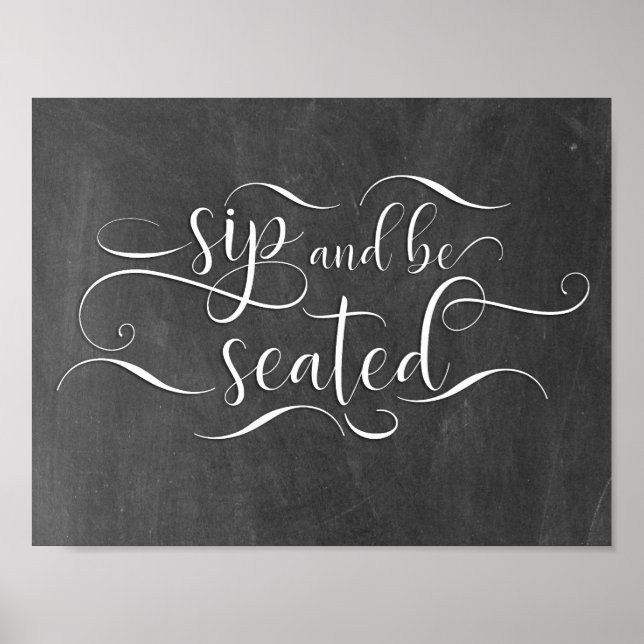 Poster Placa de mesa de casamento 'Beba e seja sentado' (Frente)