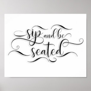 Poster Placa de Mesa de Casamento 'Beba e Sente-se'
