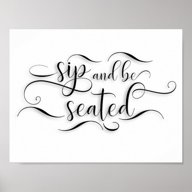 Poster Placa de Mesa de Casamento 'Beba e Sente-se' (Frente)