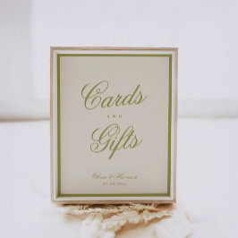 Poster Placa de Mesa de Casamento Olive Green Cards and G