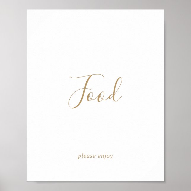 Poster Placa de Mesa de Comida em Ouro Minimalista (Frente)