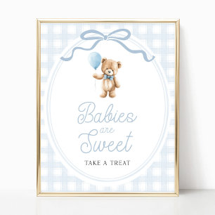 Poster Placa de Mesa de Doces para Chá de Bebê Urso Teddy