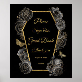 Poster Placa de Mesa de Livro de Visitas de Casamento Cai