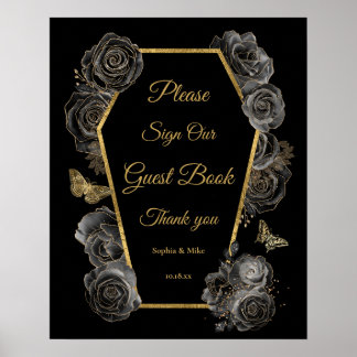 Poster Placa de Mesa de Livro de Visitas de Casamento Cai